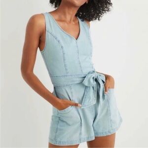 Aerie Denim Open Back Romper - NWOT